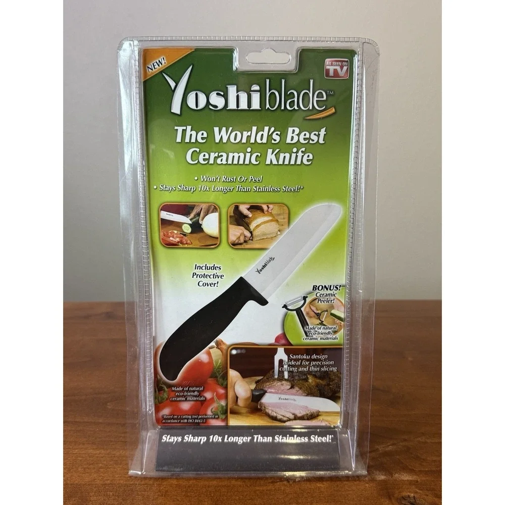 Yoshi Blade Worlds Best Ceramic Knife w/ Bonus Peeler As Seen On TV New Read